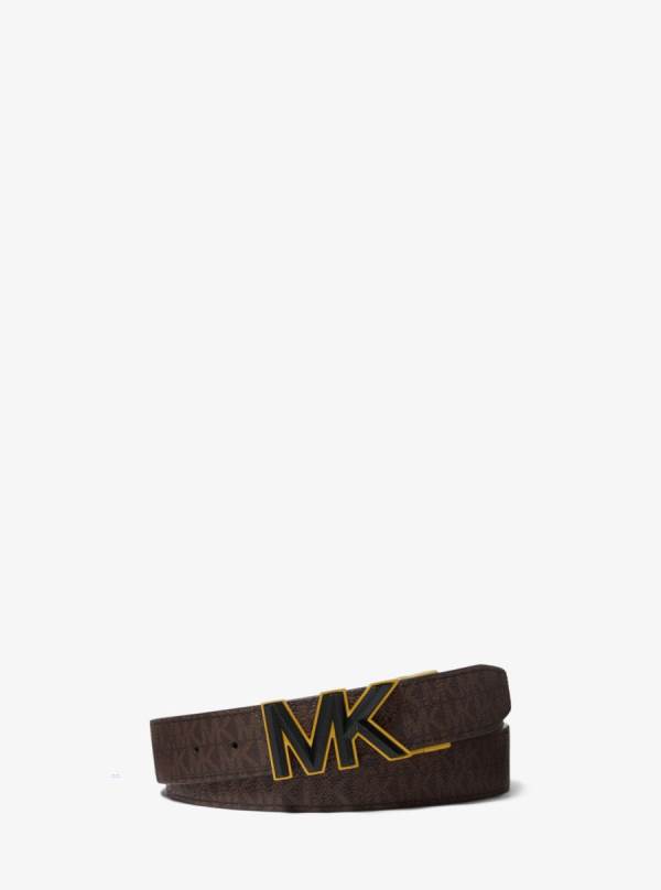 Panske Opasky Michael Kors Logo Čierne Hnede - Doplnky Michael Kors Nejlevnejsi | MBPON-7186